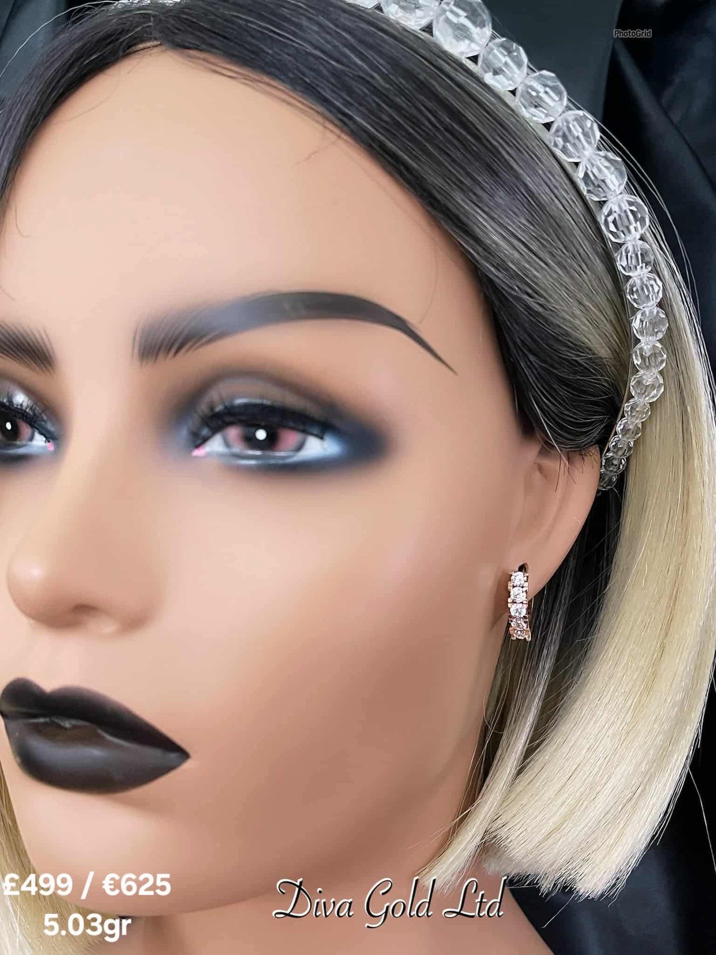 Gold 585 earrings with zircon stones