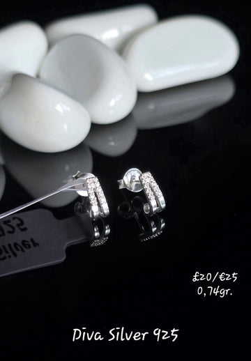 Sterling Silver Double Women Stud Earrings