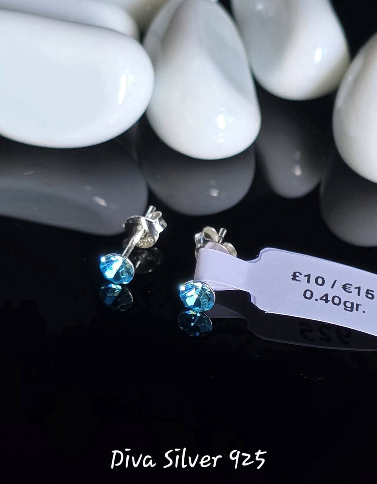 Sterling Silver Small Blue Women Stud Earrings