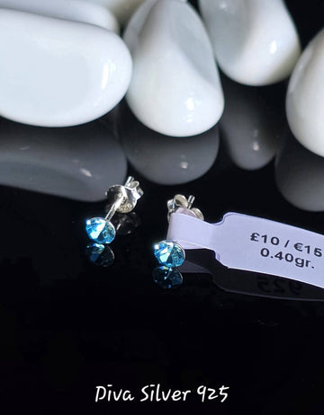 Sterling Silver Small Blue Women Stud Earrings