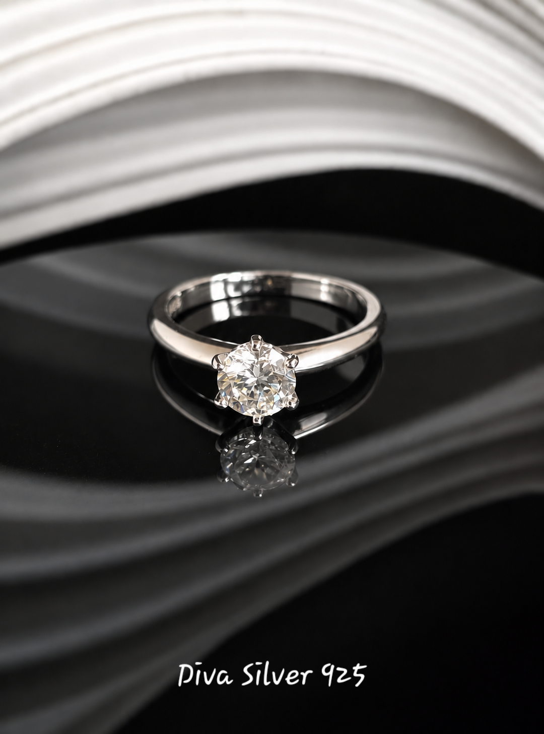 Sterling Silver Solid Zircone Stone Ring