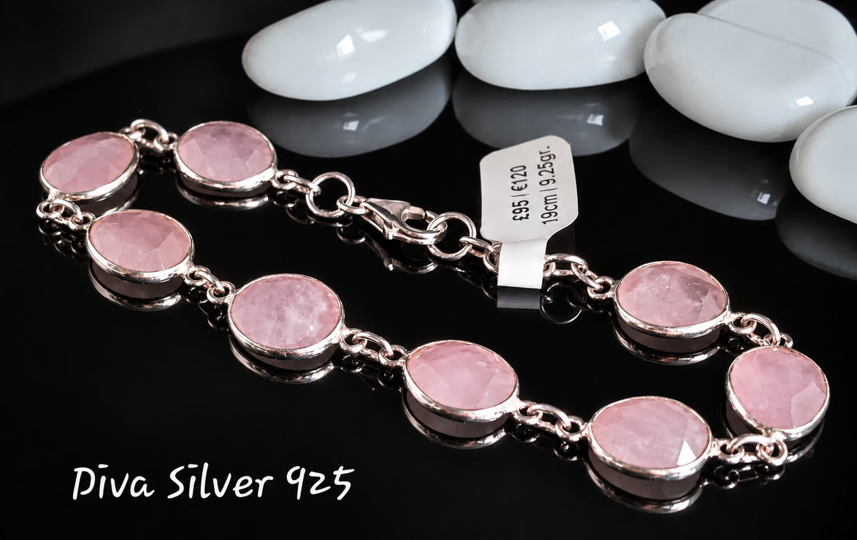 925 Sterling Pink Rose  Bracelet For Women