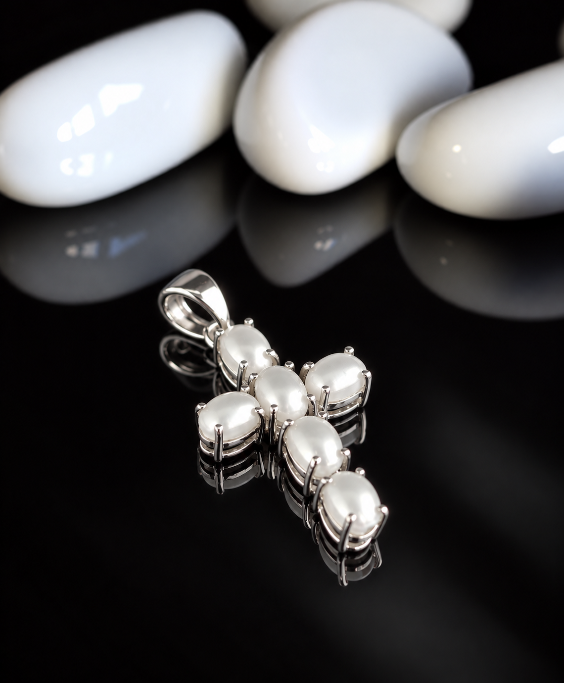 925 Sterling Pearl Cross Pendant