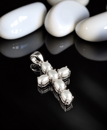 925 Sterling Pearl Cross Pendant