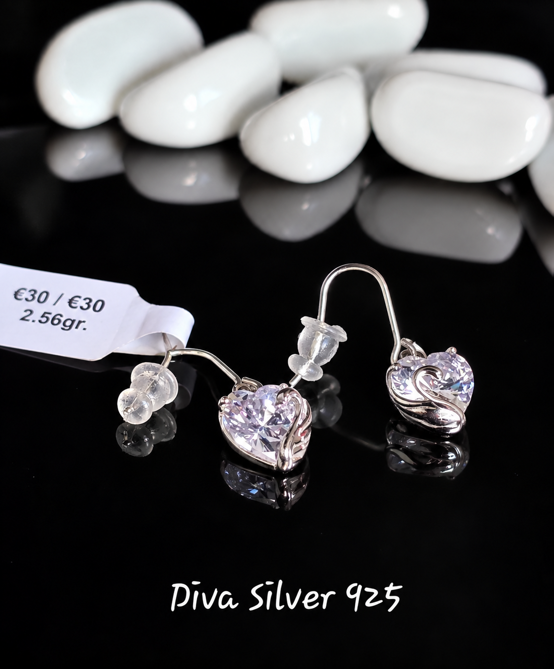 Sterling Silver Heart Shaped  Women Earrings With Swans