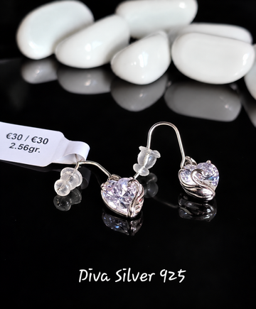 Sterling Silver Heart Shaped  Women Earrings With Swans
