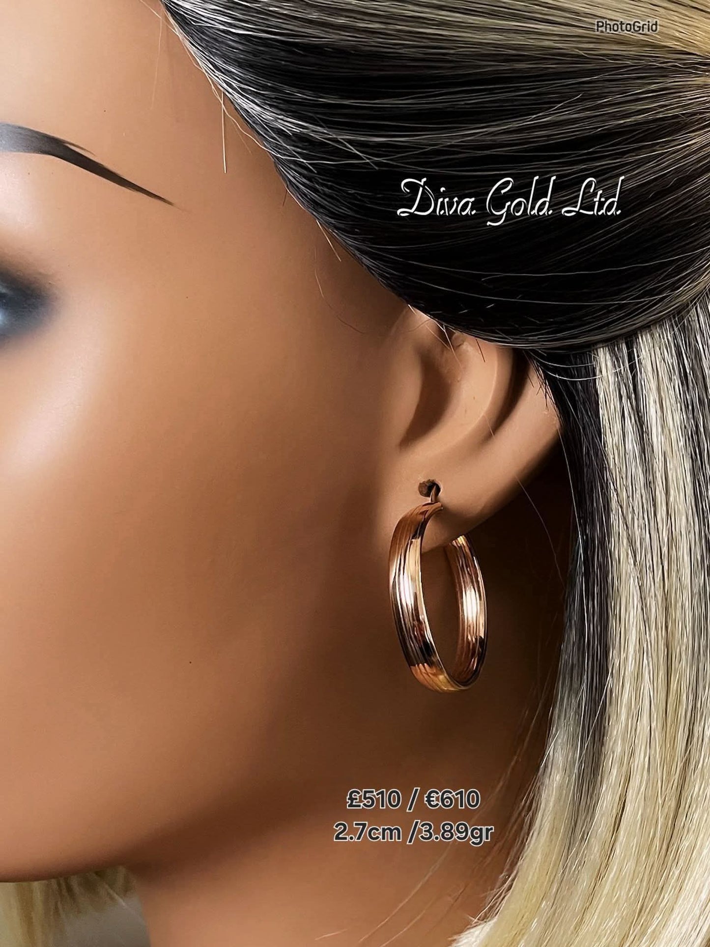 585 Gold hoop earrings. 2.7cm / 3.89gr