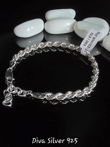 925 Sterling Silver Twisted Rope Bracelet