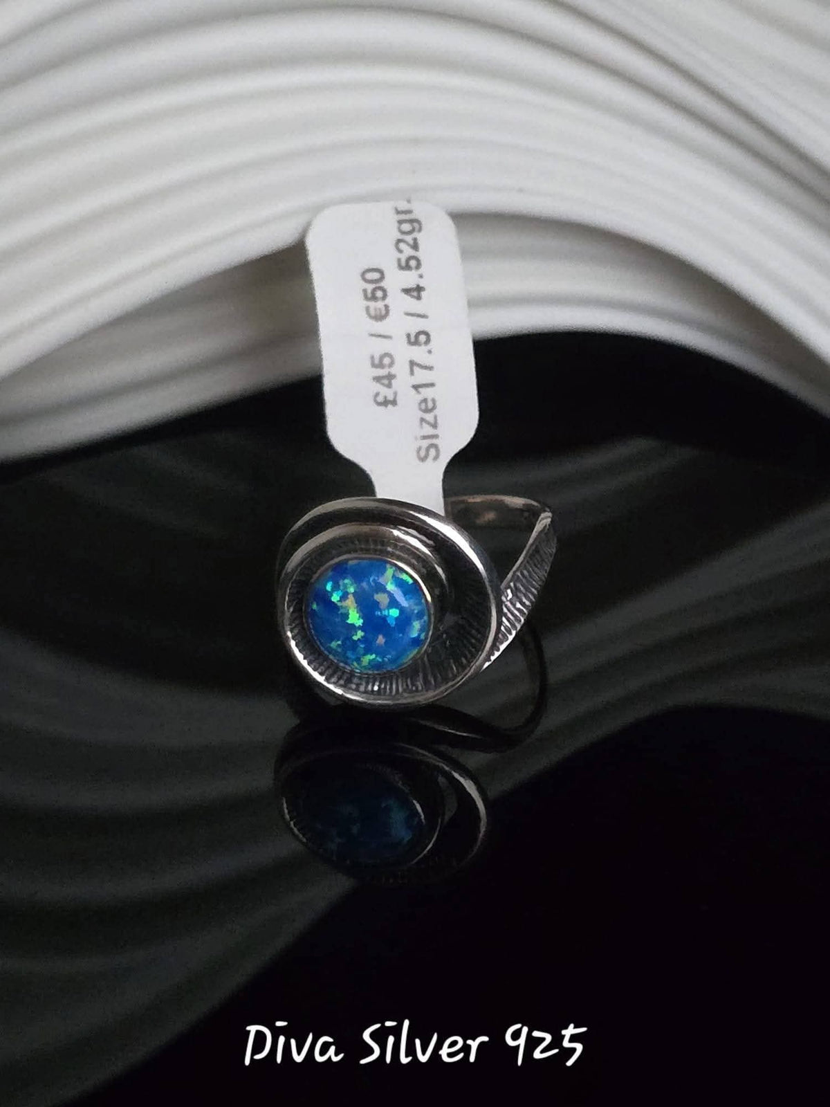 Sterling Silver Round Blue Ring