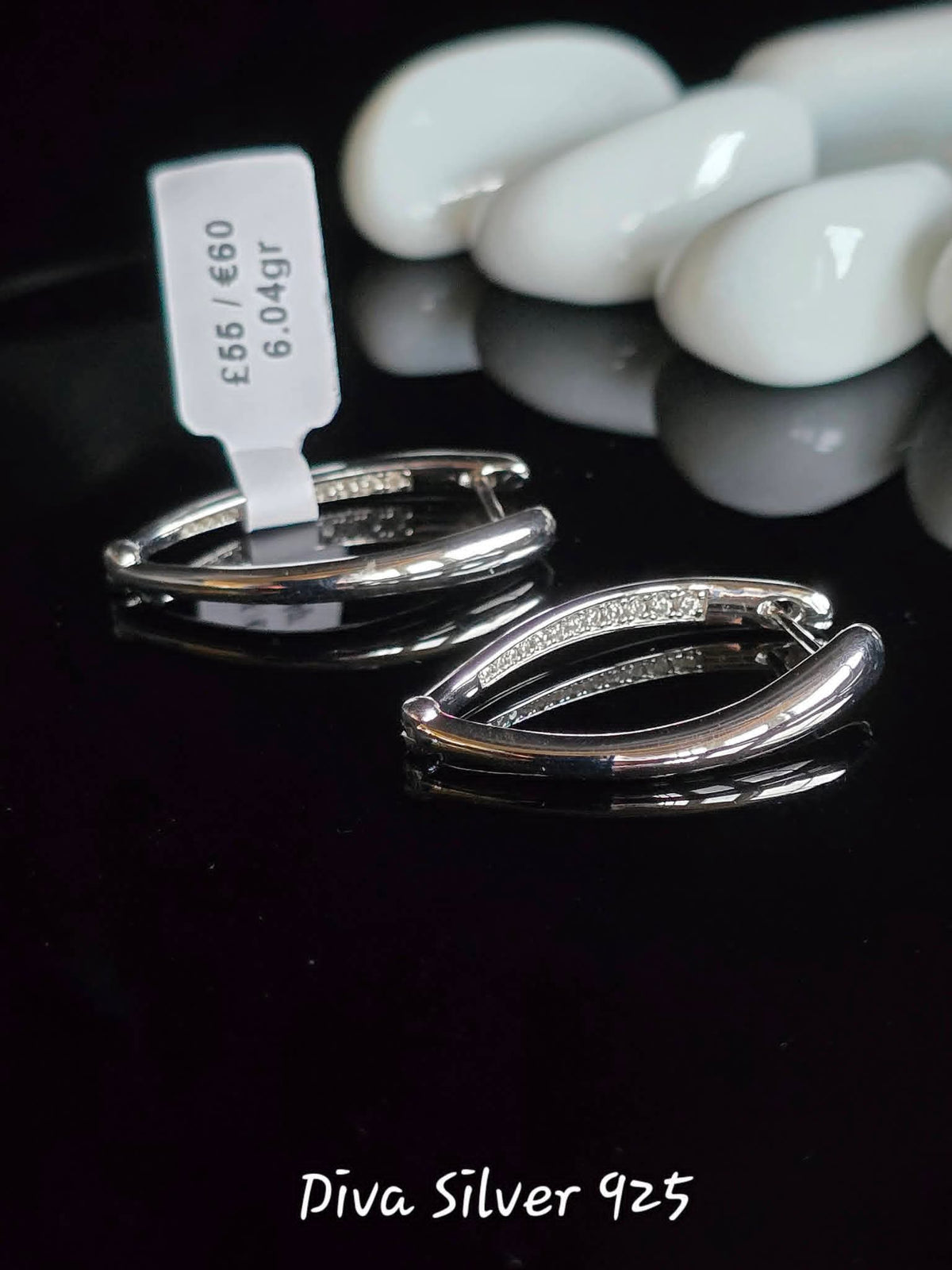 Sterling Silver V Shape hoop Women Earrings