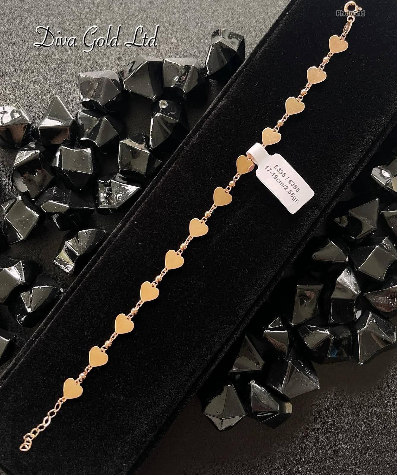 17-19cm Gold heart-shaped bracelet 585