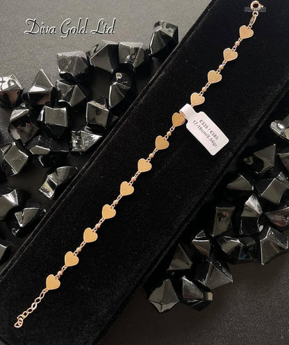17-19cm Gold heart-shaped bracelet 585