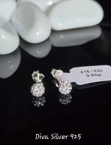 Sterling Silver Sparkling Women Stud Earrings