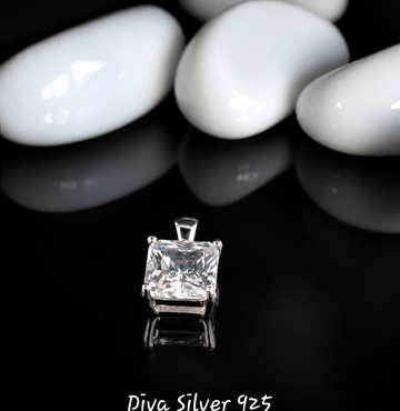 925 Sterling Princess Cut Pendant