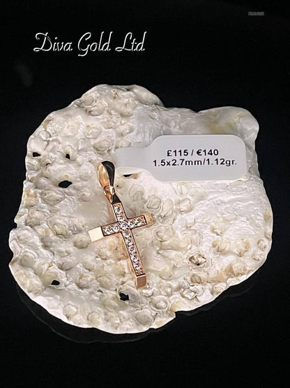 Gold 585 cross pendant with zircon stones