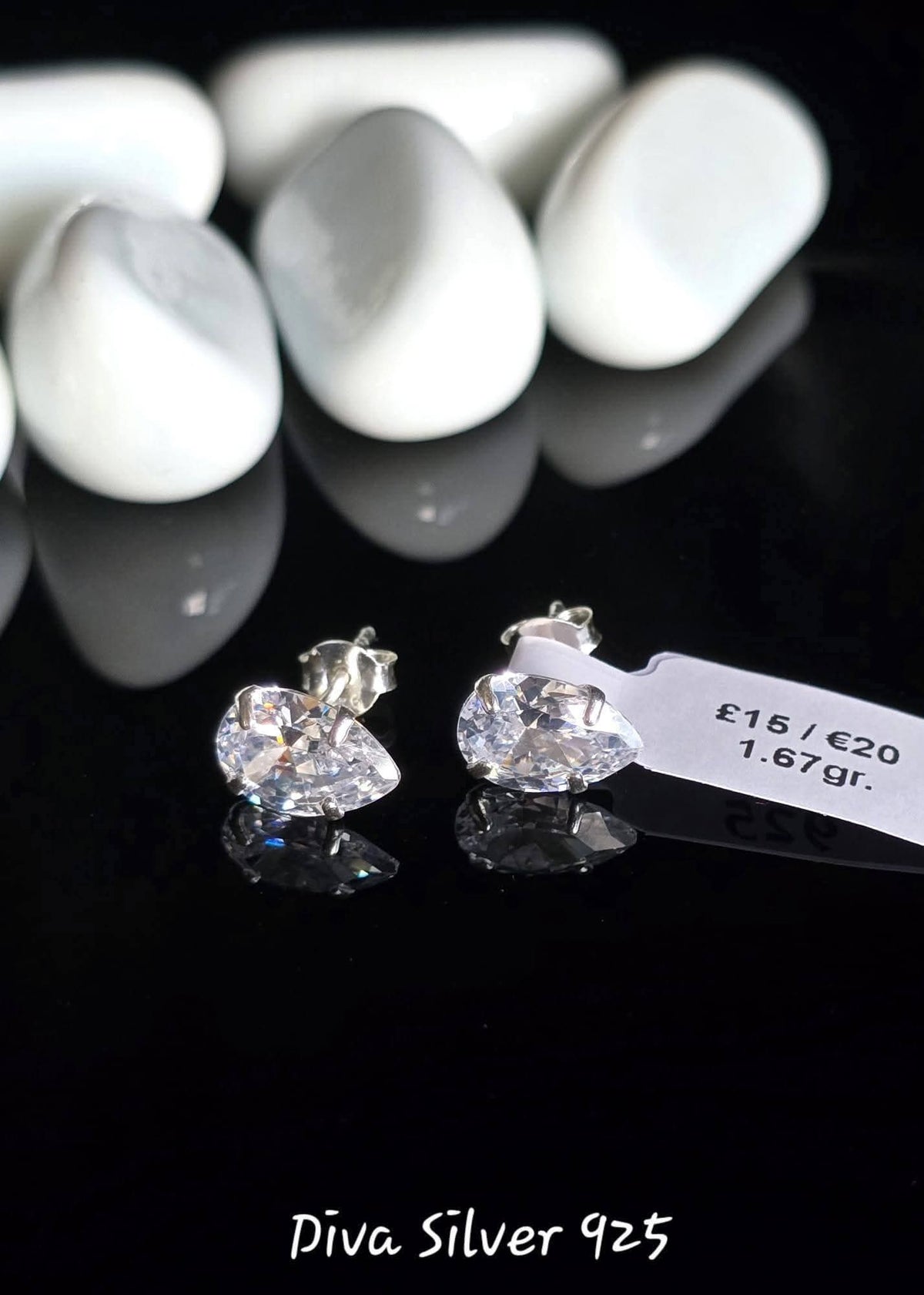 Sterling Silver Pear Cut Women Stud Earrings