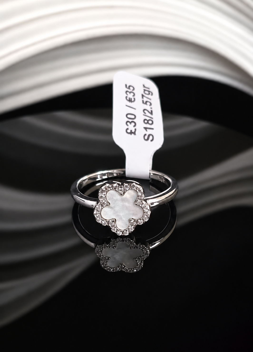 Sterling Silver White Clover Ring