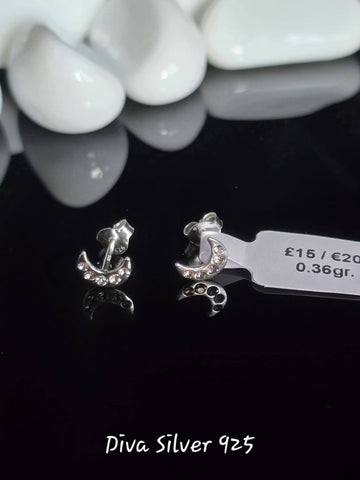 Sterling Silver Moon Stud Earrings for Kids