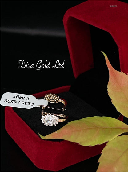 Gold 585 earrings with zircon stones