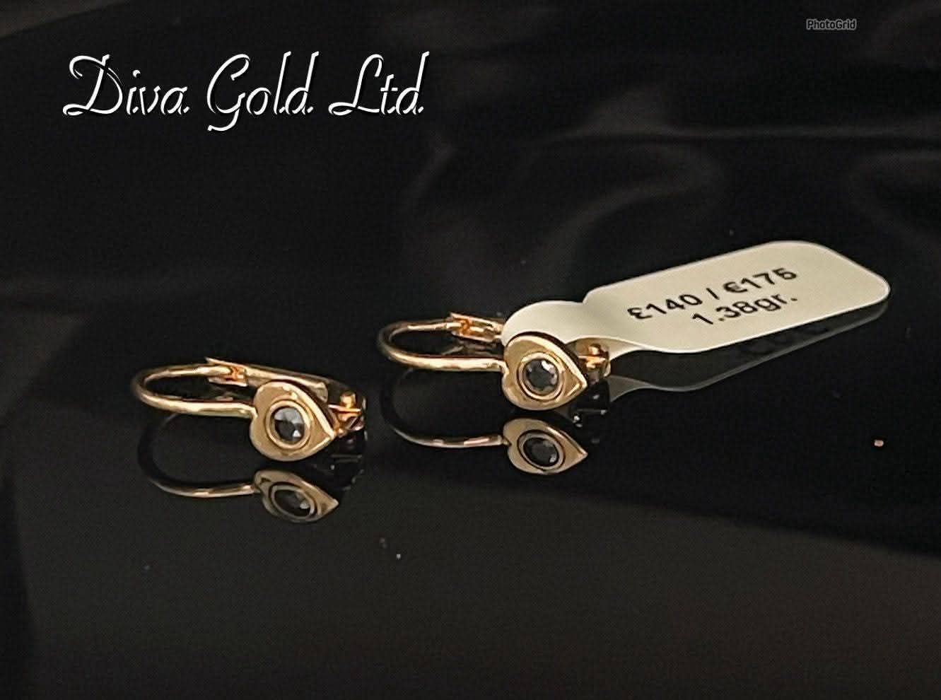 Kids gold 585 heart earrings.