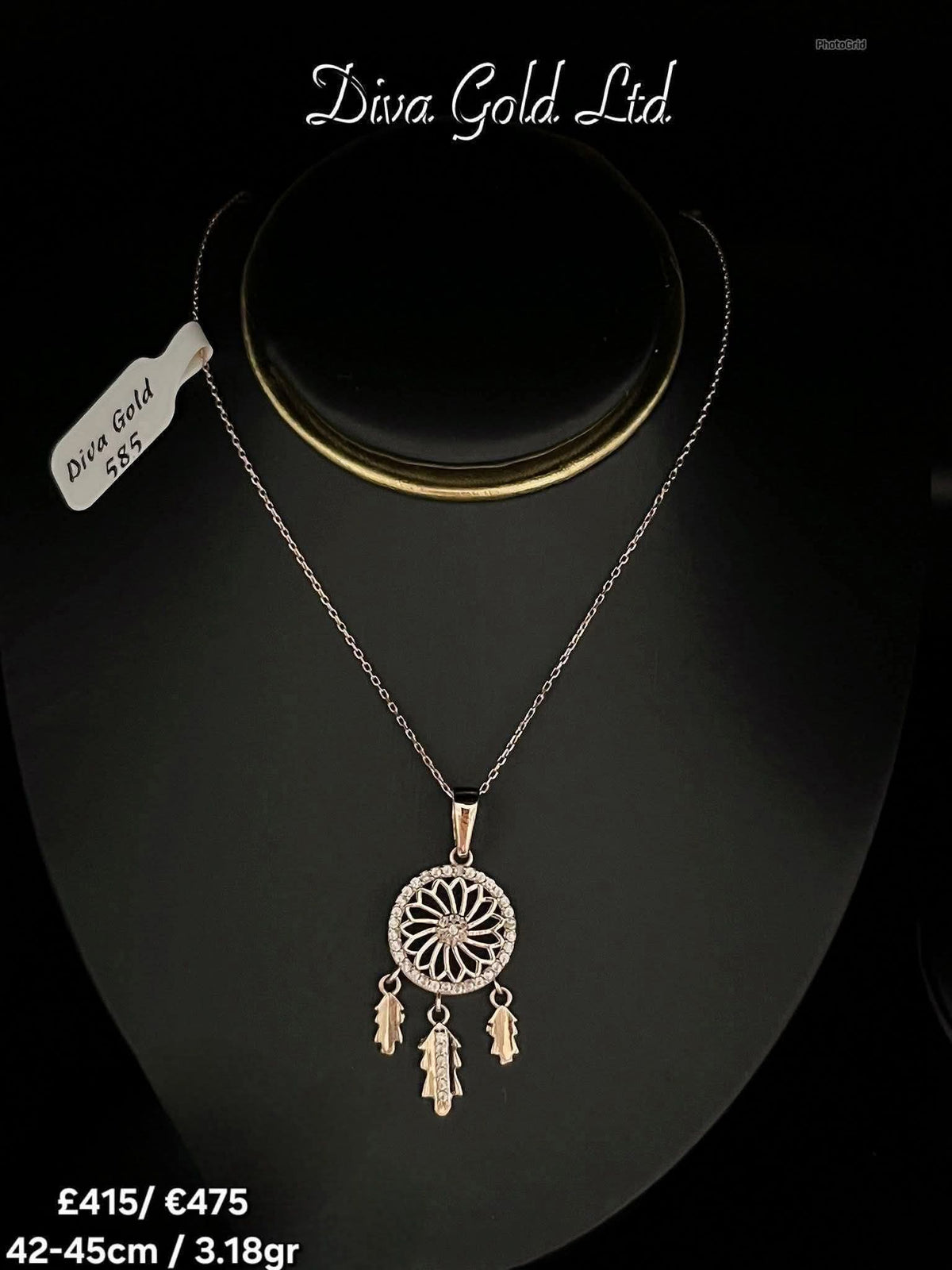 14K Gold Dream Catcher Necklace