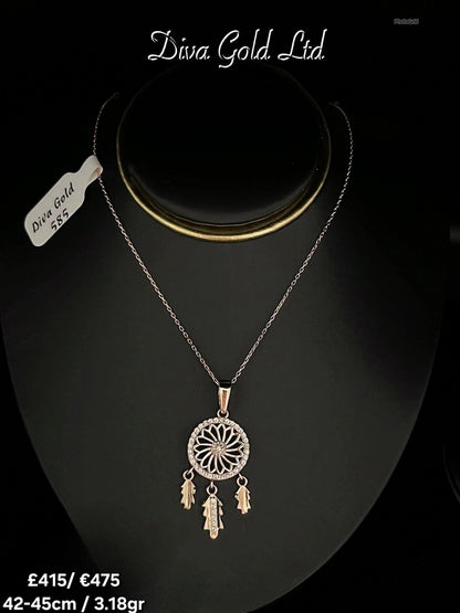 Gold Chain with dream catcher pendant. 42-45cm