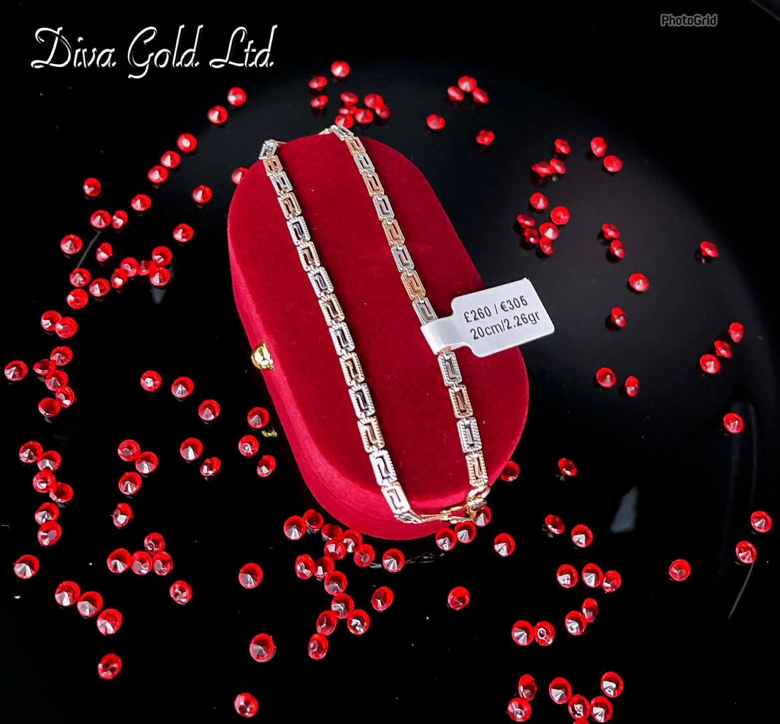 585 Gold bracelet with white gold details. 20cm