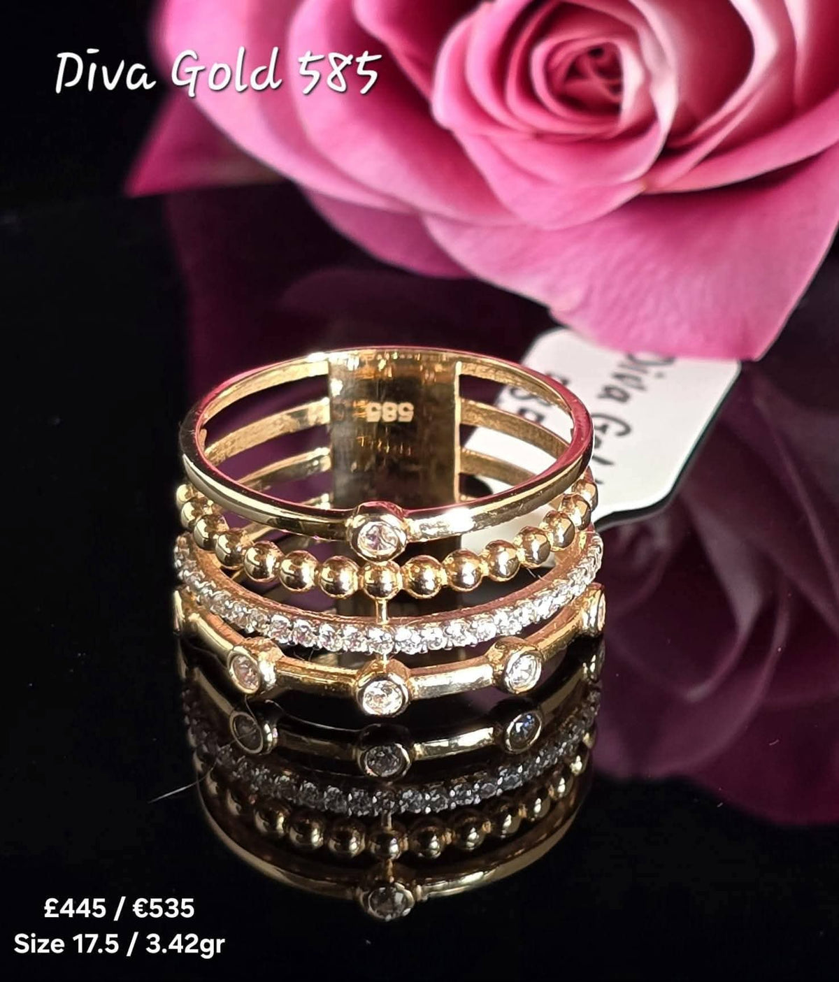 Gold women Ring.Size 17.5