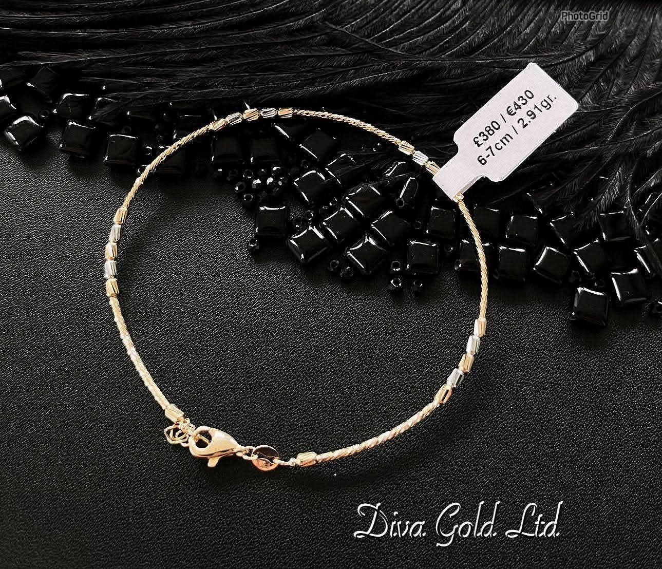 585 Gold bracelet with white gold details. 6-7cm