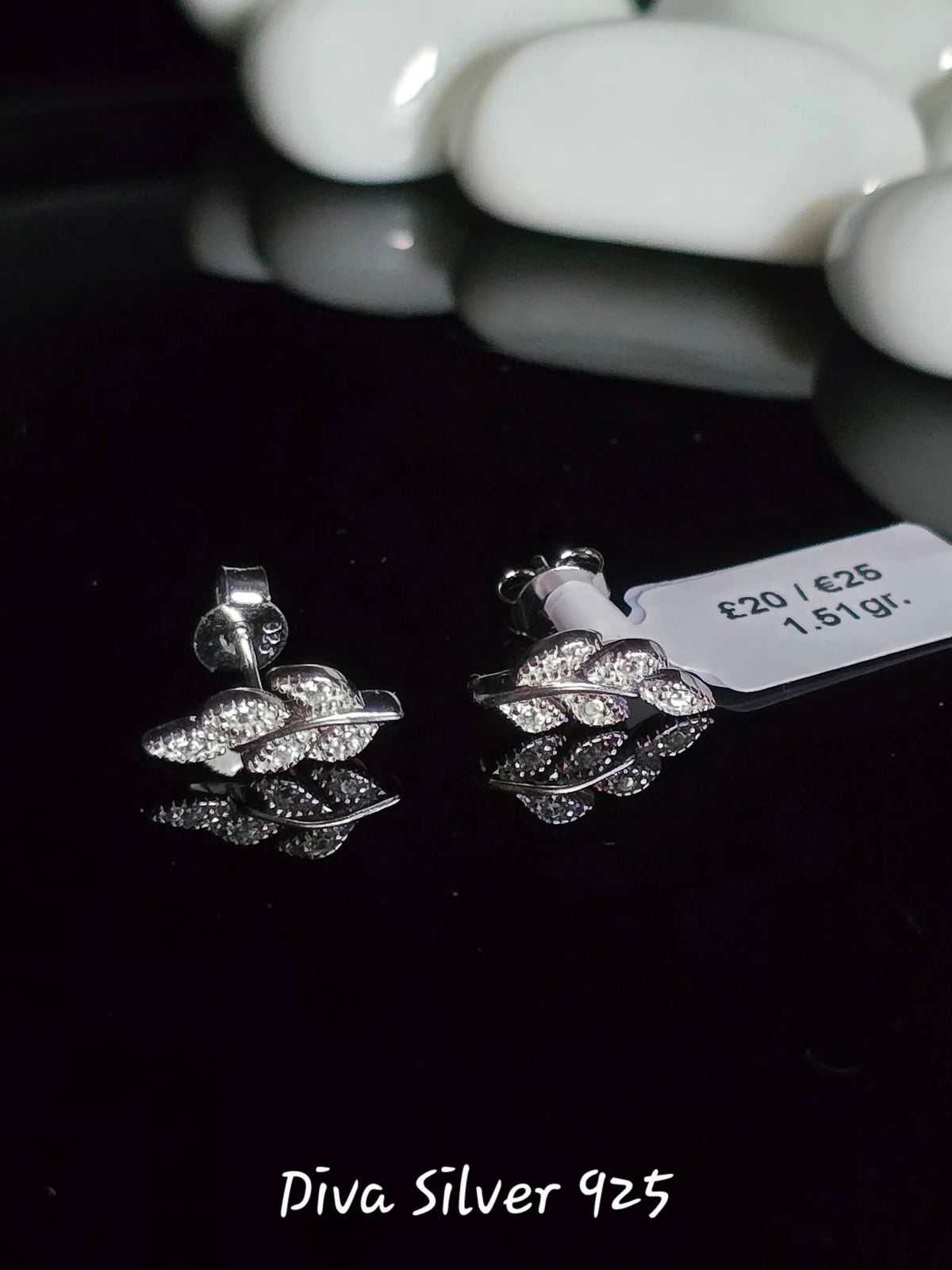 Sterling Silver Leaf Women Stud Earrings