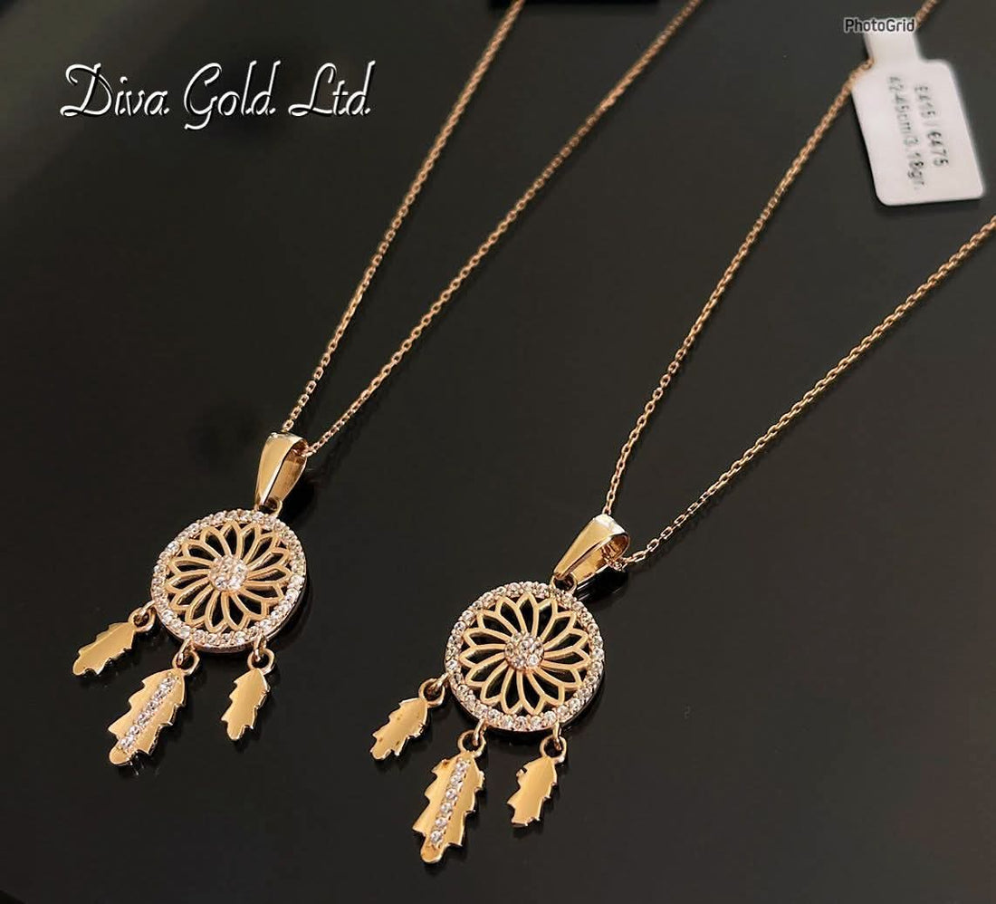 14K Gold Dream Catcher Necklace