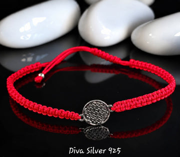 925 Sterling Round Red Thread Bracelet