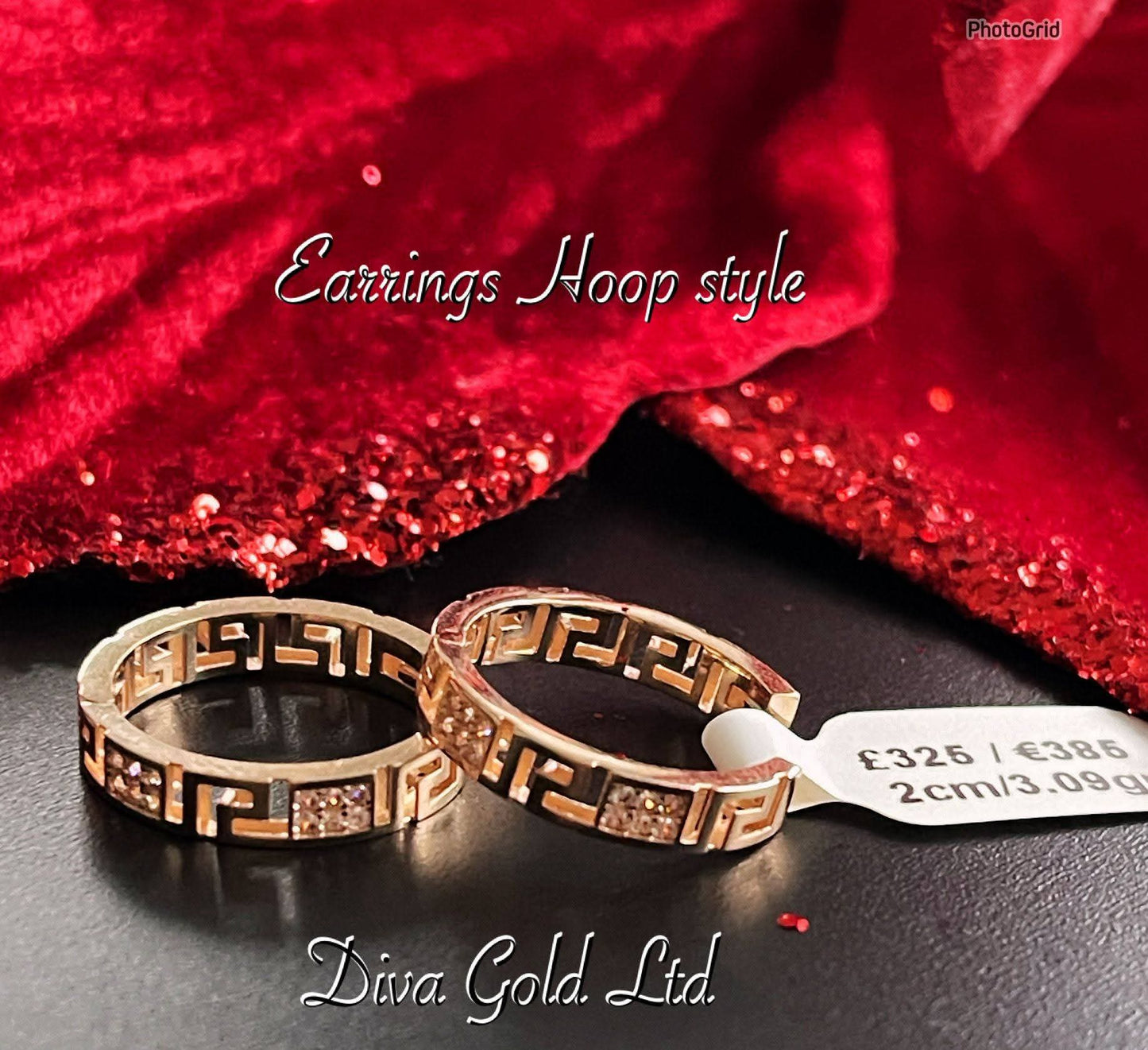 Gold 585 hoop earrings.