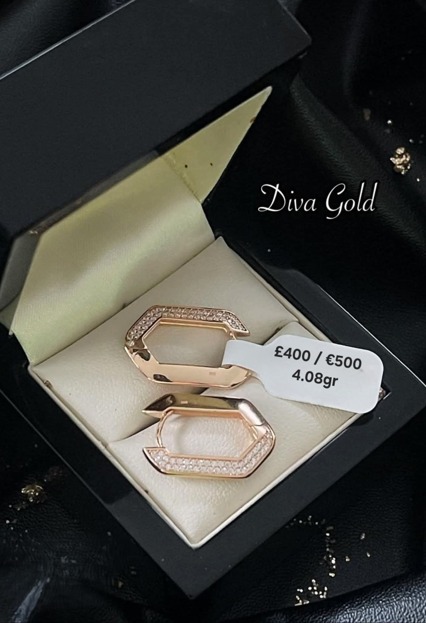 Gold 585 earrings with white zircon stones