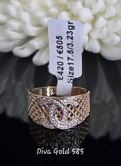 Gold women Chanel style ring.Size 17.5