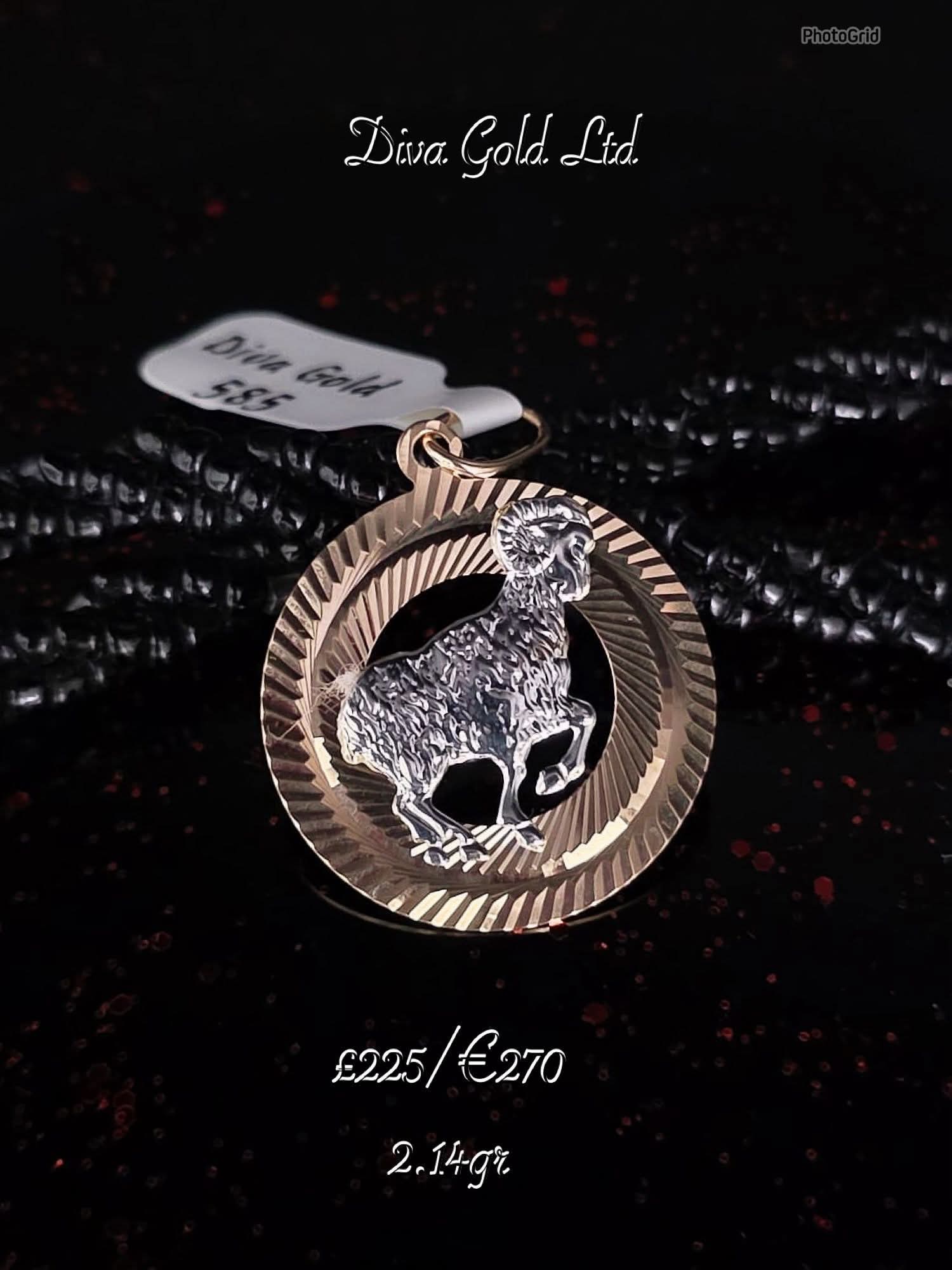 Gold 585 Aries pendant.