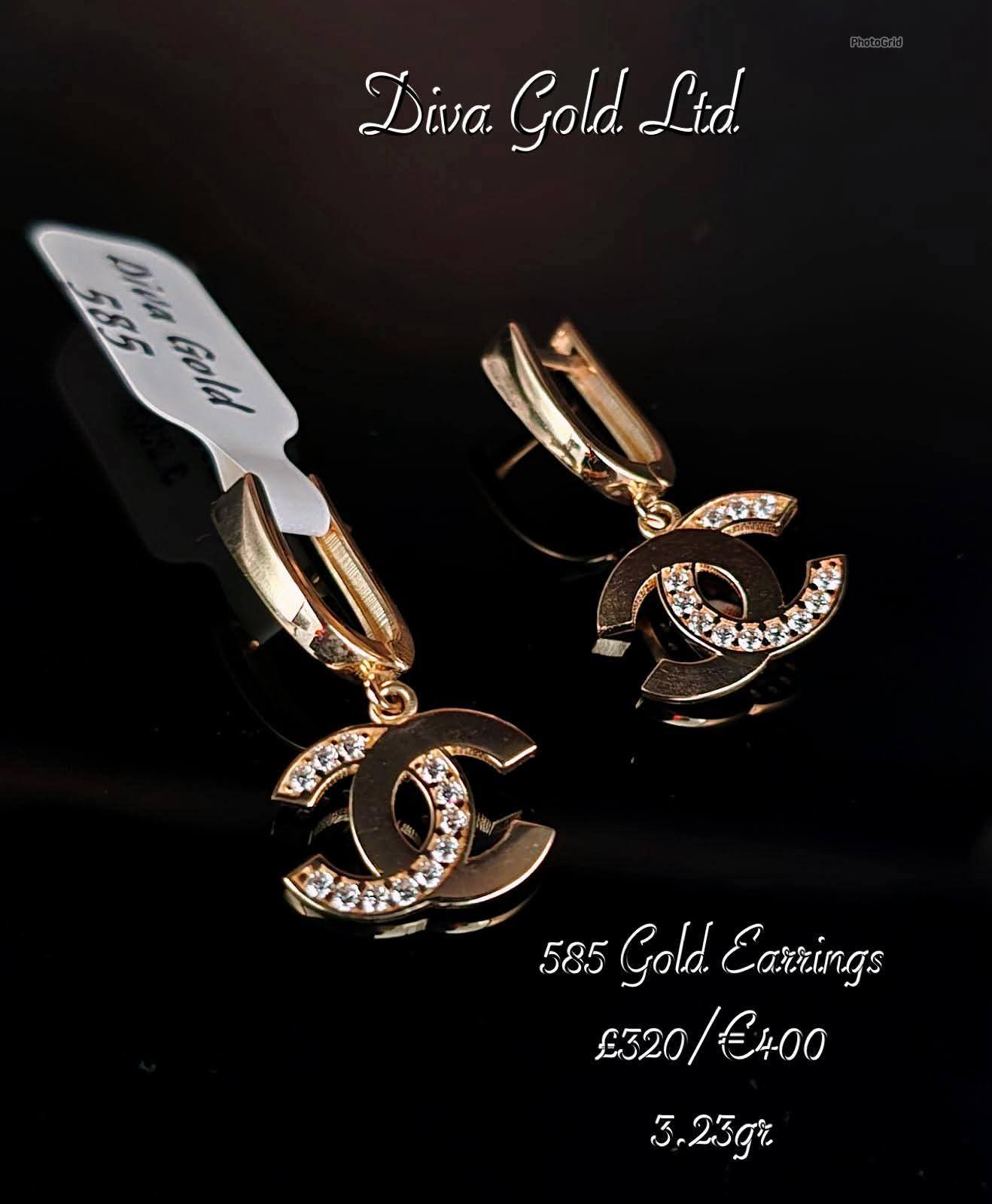 Gold 585 chanel earrings