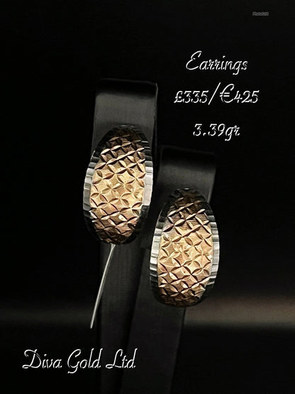 Gold 585 earrings with white gold details.