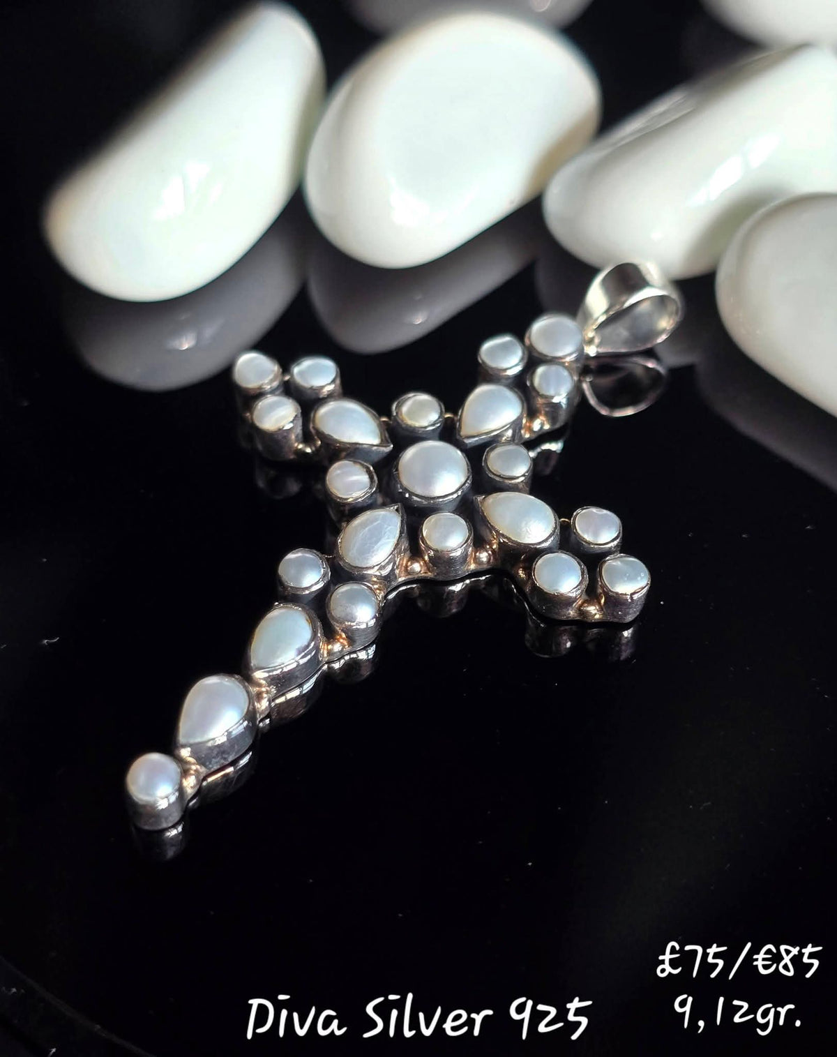925 Sterling Pearl Cross Pendant