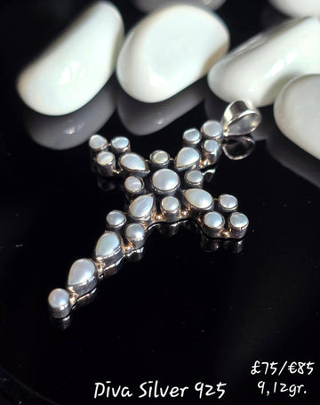 925 Sterling Pearl Cross Pendant