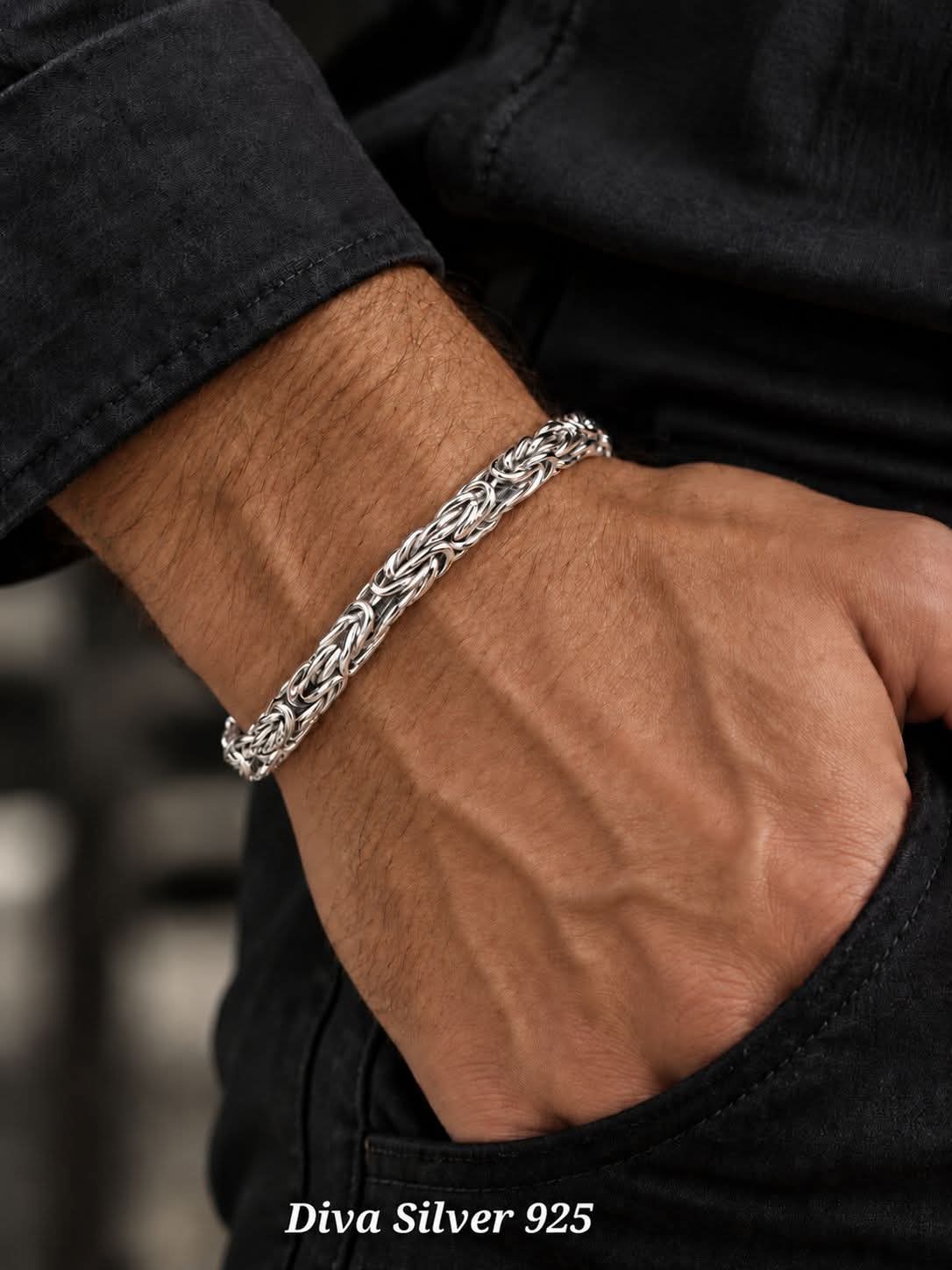925 Sterling Silver Byzantine Men's Bracelet