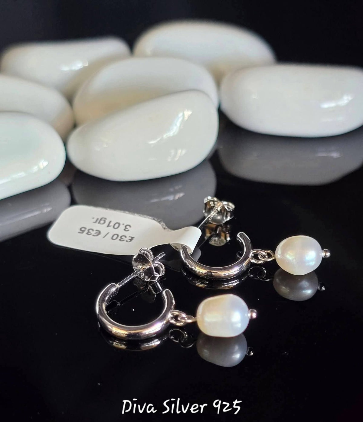 Sterling Silver Pearl Women Stud Earrings