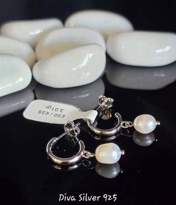 Sterling Silver Pearl Women Stud Earrings