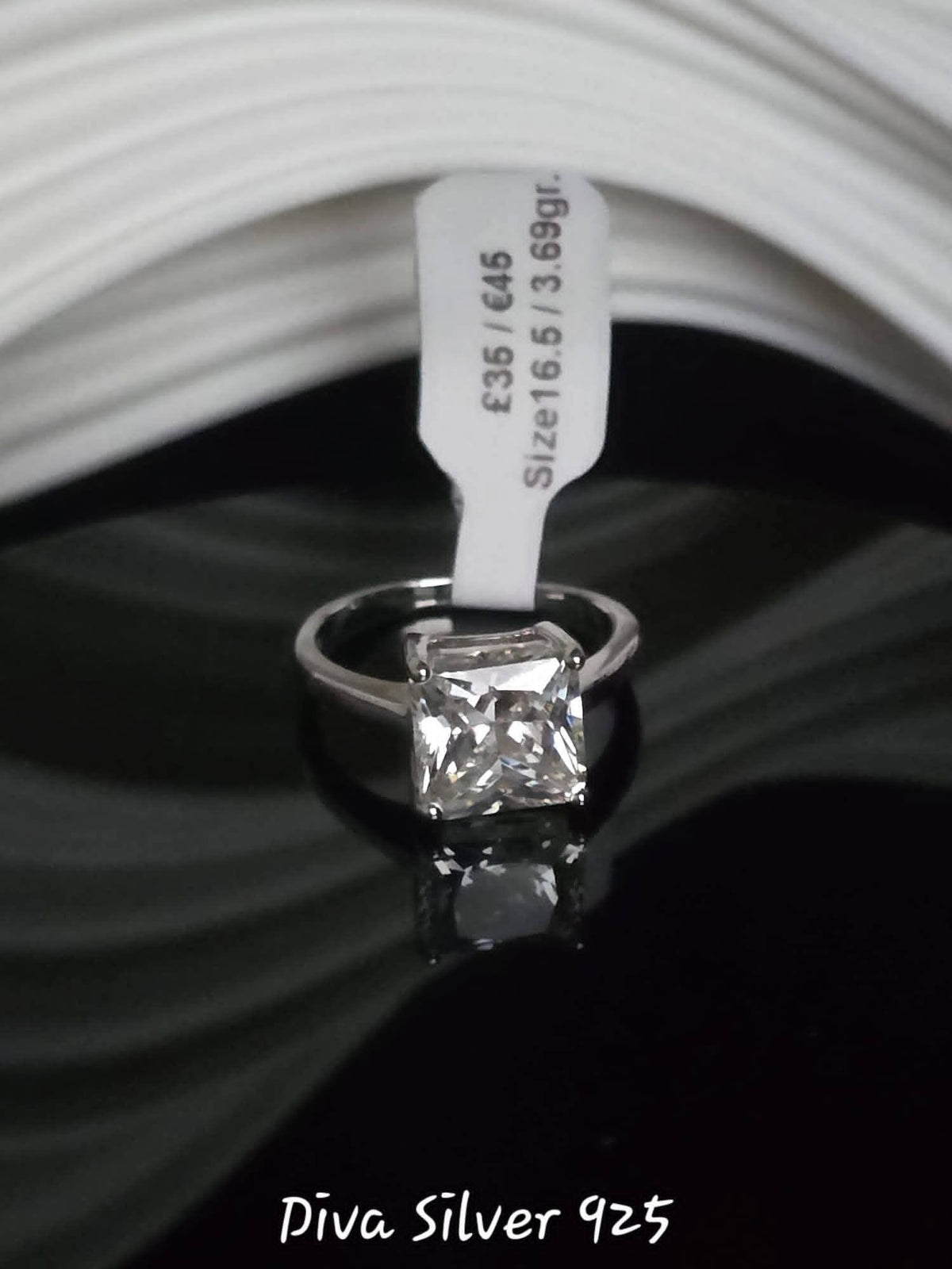 Sterling Silver Square Zircone Stone Ring