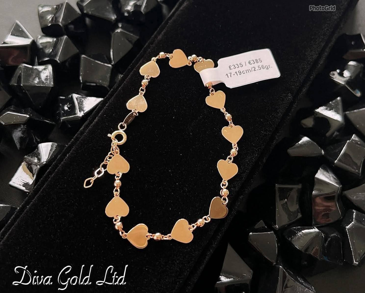 17-19cm Gold heart-shaped bracelet 585