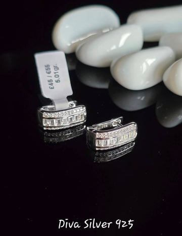 Sterling Silver Zircone Solid Women Earrings