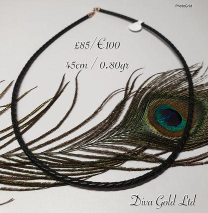 Leather chain 45cm with a gold clasp