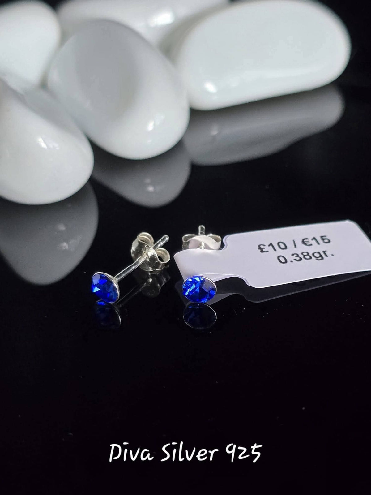 Sterling Silver Blue Stud Earrings