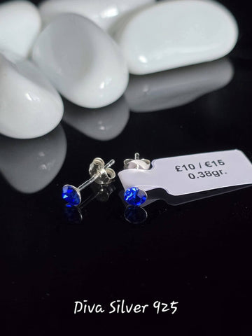 Sterling Silver Blue Stud Earrings