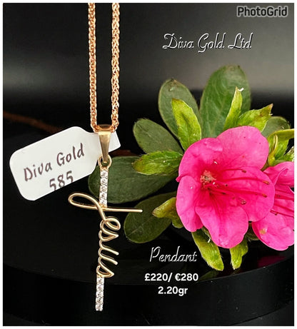 Gold 585 Jesus cross pendant